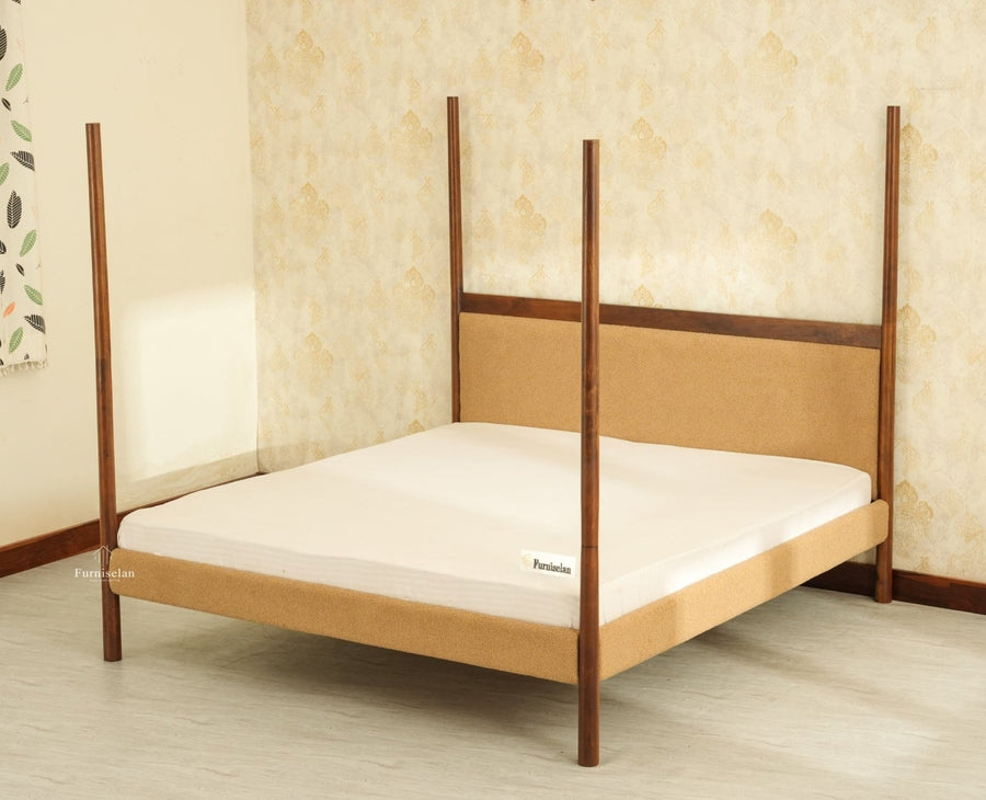 Paris Royale Bed Queen Size Poster Bed - Teak Finish