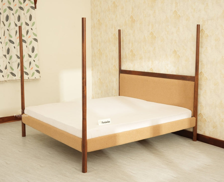 Paris Royale Bed Queen Size Poster Bed - Teak Finish