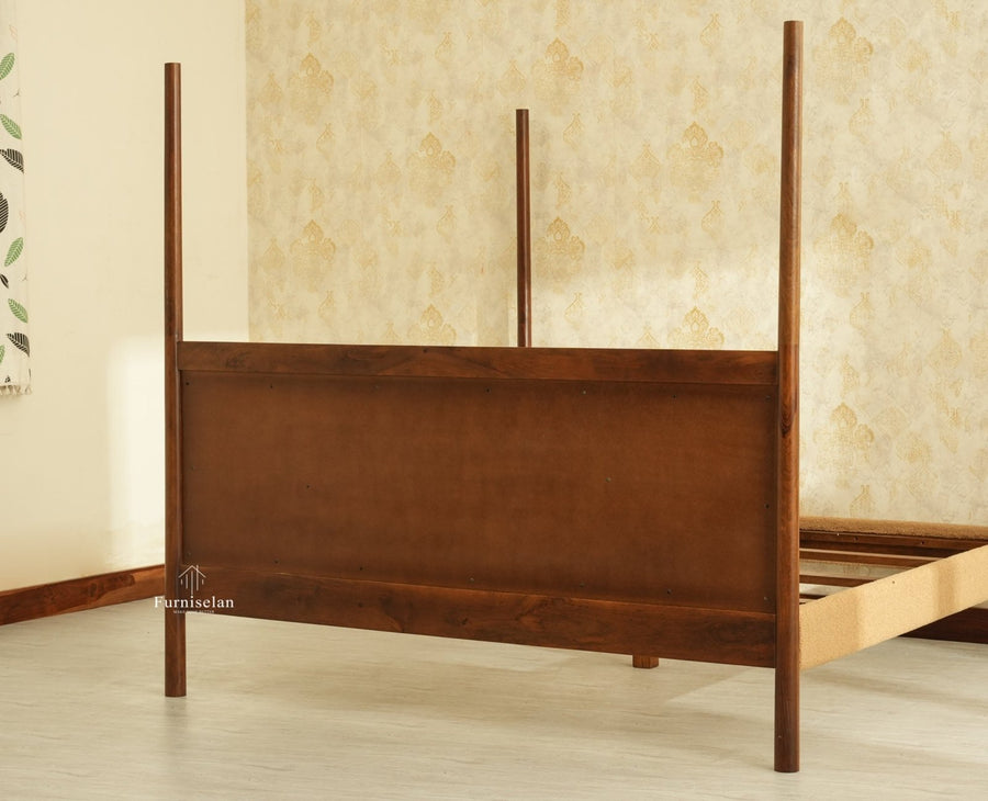 Paris Royale Bed Queen Size Poster Bed - Teak Finish