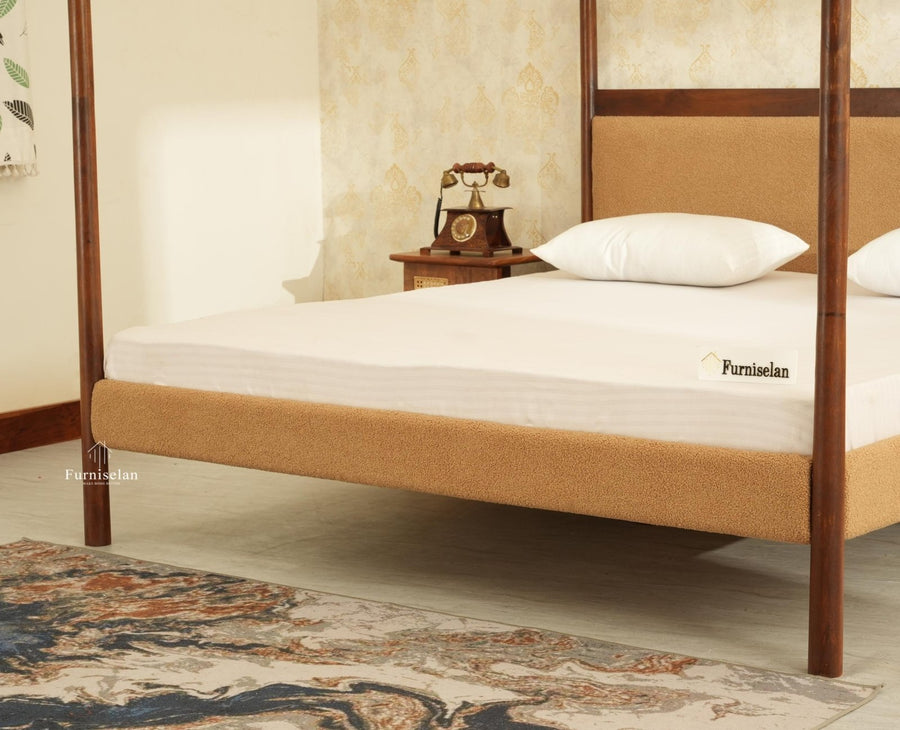 Paris Royale Bed Queen Size Poster Bed - Teak Finish