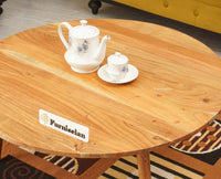 Pearl Solid Wood Round Coffee Table - Coffee Table - Furniselan - Natural-Finish