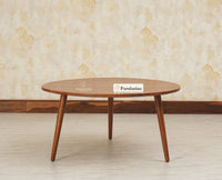 Pearl Solid Wood Round Coffee Table Furniselan - Brown-Finish