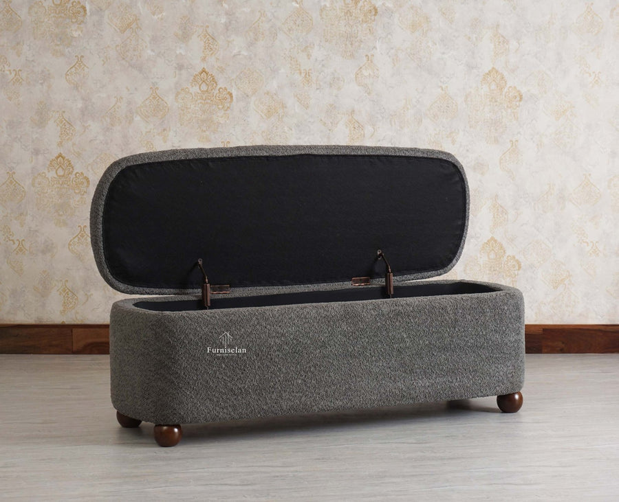 PebbleSoft Storage Bench Trunk Box - Trunks & Cabinets - Furniselan-Grey 