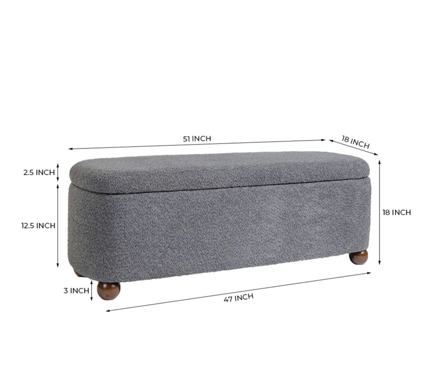 PebbleSoft Storage Bench Trunk Box - Trunks & Cabinets - Furniselan-Grey 