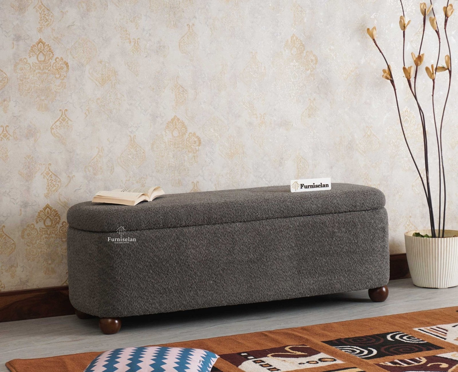 PebbleSoft Storage Bench Trunk Box - Trunks & Cabinets - Furniselan-Grey   