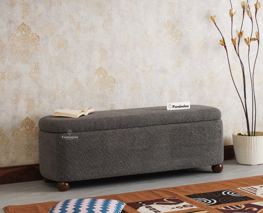 PebbleSoft Storage Bench Trunk Box - Trunks & Cabinets - Furniselan-Grey   