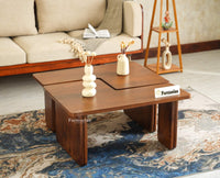 Pivot Flexi Wooden Coffee Table Multi Functions Use Coffee & Side Table Teak Finish