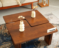 Pivot Flexi Wooden Coffee Table Multi Functions Use Coffee & Side Table Teak Finish