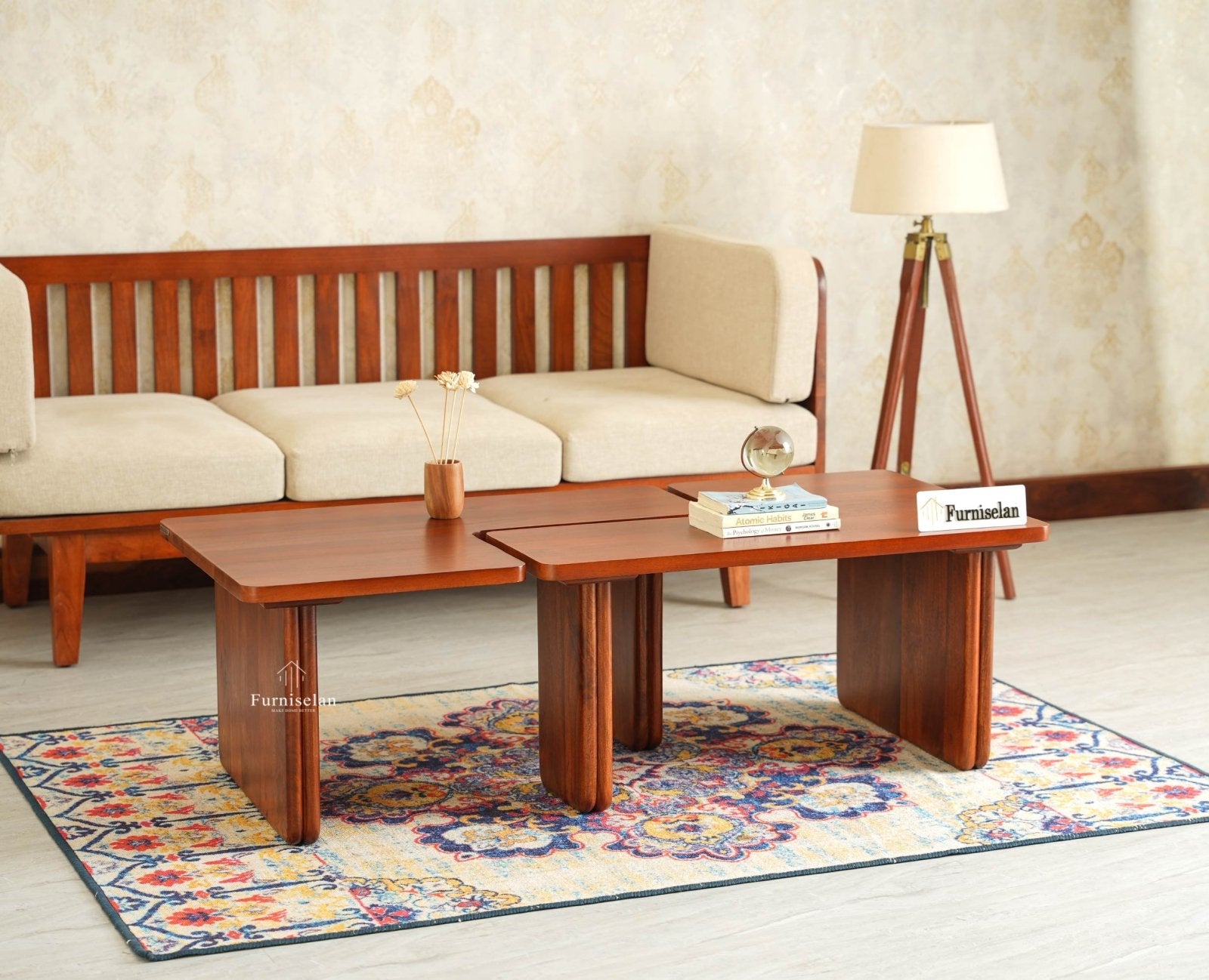 Pivot Flexi Wooden Coffee Table Multi Functions Use Coffee & Side Table Brown Finish