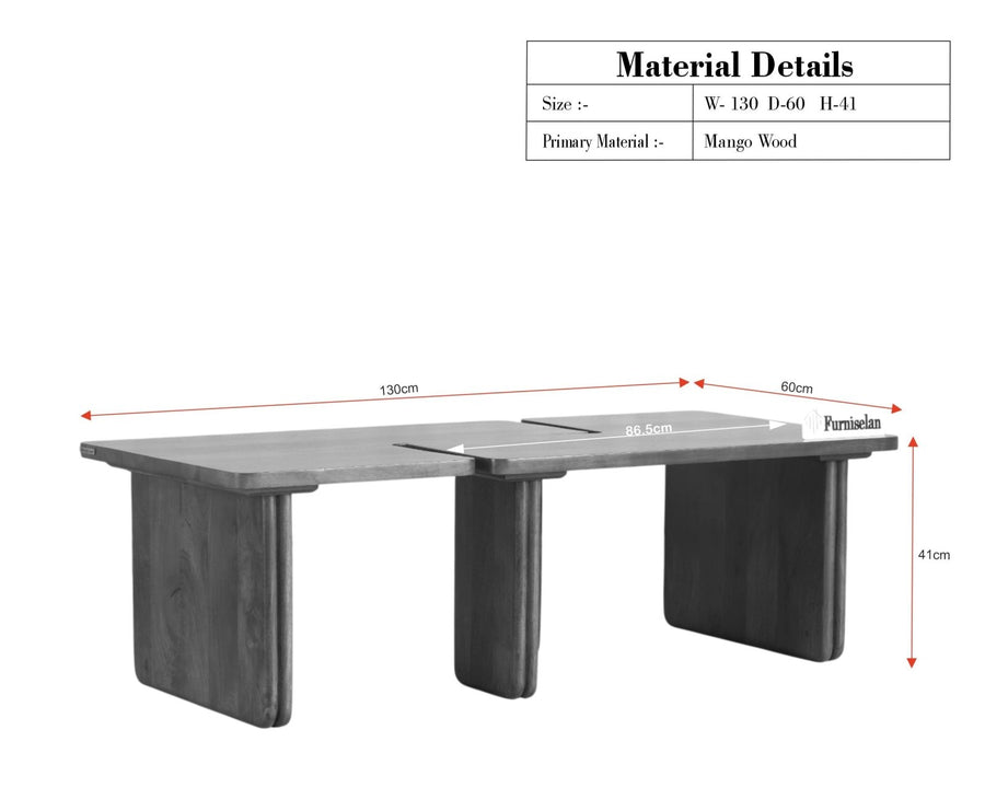 Pivot Flexi Wooden Coffee Table Multi Functions Use Coffee & Side Table Teak Finish