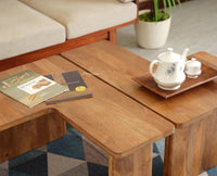 Pivot Flexi Wooden Coffee Table Multi Functions Use Coffee & Side Table Natural Oak Finish