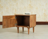 Poland Solid Wood Bedside Table One Door Natural Oak Finish