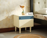 Poland Solid Wood Bedside Table One Door Frosty White