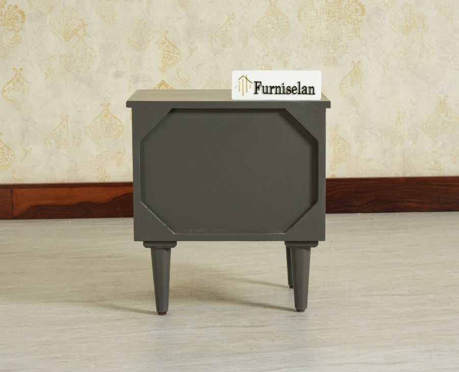 Poland Solid Wood Bedside Table One Door Slate Grey