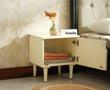 Poland Solid Wood Bedside Table One Door Frosty White