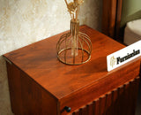Poland Solid Wood Bedside Table One Door Brown Finish