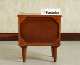 Poland Solid Wood Bedside Table One Door Brown Finish