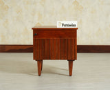 Poland Solid Wood Bedside Table One Door Brown Finish