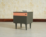 Poland Solid Wood Bedside Table One Door Slate Grey