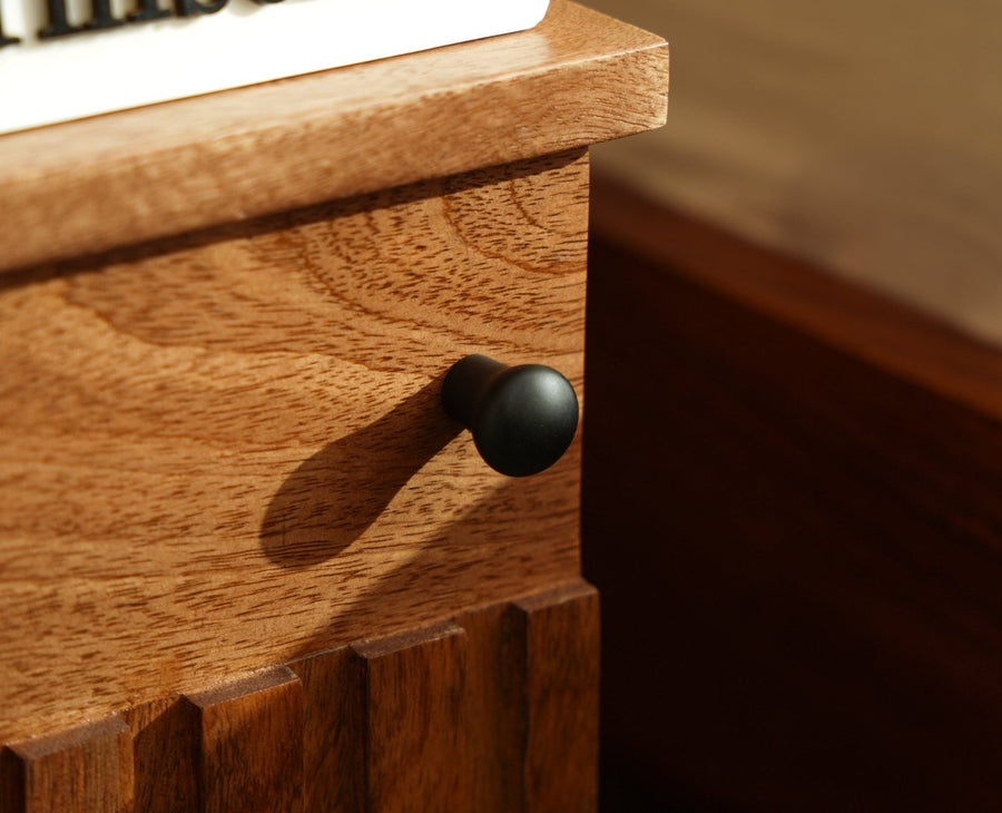 Poland Solid Wood Bedside Table One Door Natural Oak Finish