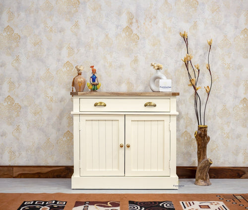 Porto Wooden Two door and One Drawer Sideboard Cabinet - Tv Cabinet - Furniselan Frosty-White