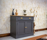Porto Wooden Two door and One Drawer Sideboard Cabinet - Tv Cabinet - Furniselan Slate-Grey