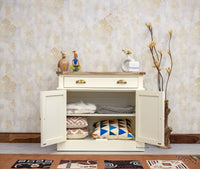 Porto Wooden Two door and One Drawer Sideboard Cabinet - Tv Cabinet - Furniselan Frosty-White
