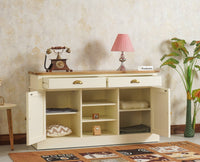 Porto Wooden Two door and Two Drawer Sideboard Cabinet Large - Tv Cabinet - Furniselan Milky-White