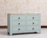 Portugal Solid Wood 6 Drawer Chest of Drawer - Chest of Drawer - Furniselan  Silt-Green