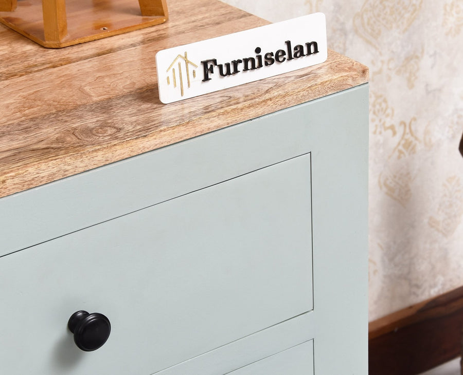 Portugal Solid Wood 6 Drawer Chest of Drawer - Chest of Drawer - Furniselan  Silt-Green