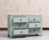 Portugal Solid Wood 6 Drawer Chest of Drawer - Chest of Drawer - Furniselan  Silt-Green