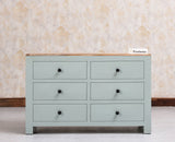 Portugal Solid Wood 6 Drawer Chest of Drawer - Chest of Drawer - Furniselan  Silt-Green