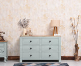 Portugal Solid Wood 6 Drawer Chest of Drawer - Chest of Drawer - Furniselan  Silt-Green