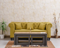 Portugal Solid Wood Coffee Table With Two Stool - Stools - Furniselan - Slate Grey