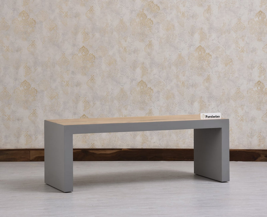 Portugal Solid Wood Coffee Table With Two Stool - Stools - Furniselan - Cool Grey