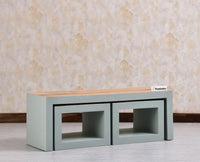 Portugal Solid Wood Coffee Table With Two Stool - Stools - Furniselan - Silt Green