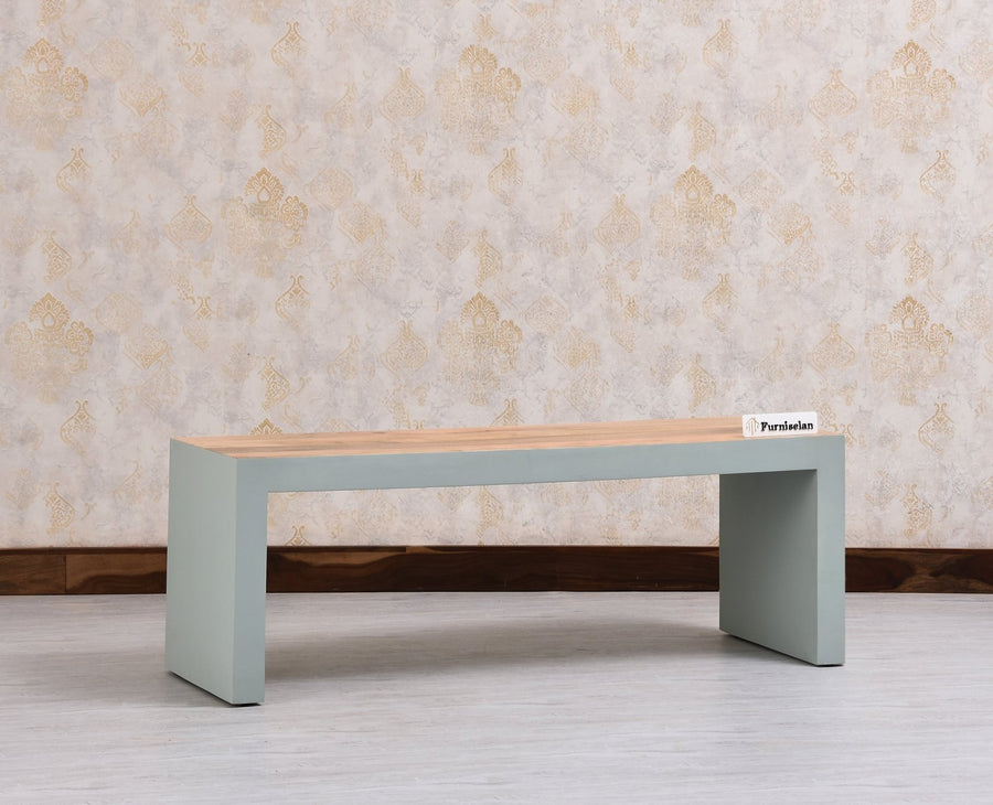 Portugal Solid Wood Coffee Table With Two Stool - Stools - Furniselan - Silt Green