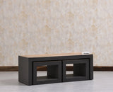Portugal Solid Wood Coffee Table With Two Stool - Stools - Furniselan - Slate Grey