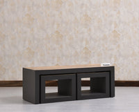 Portugal Solid Wood Coffee Table With Two Stool - Stools - Furniselan - Slate Grey