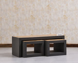 Portugal Solid Wood Coffee Table With Two Stool - Stools - Furniselan - Slate Grey