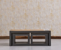 Portugal Solid Wood Coffee Table With Two Stool - Stools - Furniselan - Slate Grey