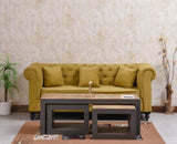 Portugal Solid Wood Coffee Table With Two Stool - Stools - Furniselan - Slate Grey