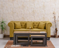 Portugal Solid Wood Coffee Table With Two Stool - Stools - Furniselan - Slate Grey