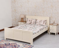 Portugal Solid Wood Queen Size Bed - King Size Bed - Furniselan - Frosty White