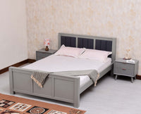 Portugal Solid Wood Queen Size Bed Furniselan Cool Grey