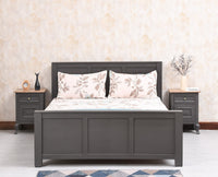 Portugal Solid Wood Queen Size Bed - King Size Bed - Furniselan  Slate Grey