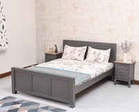 Portugal Solid Wood Queen Size Bed - King Size Bed - Furniselan  Slate Grey