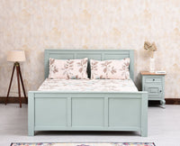 Portugal Solid Wood Queen Size Bed - King Size Bed - Furniselan - Silt Green