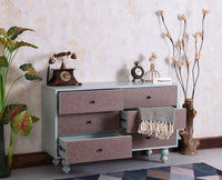 Puebla Solid Wood Six Drawer Chest of Drawer - Sideboard - Furniselan Silt Green 