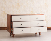 Puebla Solid Wood Six Drawer Chest of Drawer - Sideboard - Furniselan - Brown Finish